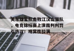 爱游戏欢迎页关东雄鲨队击败江汉山猫队，电竞锦标赛上演裁判判罚引热议！观赏性拉满的简单介绍